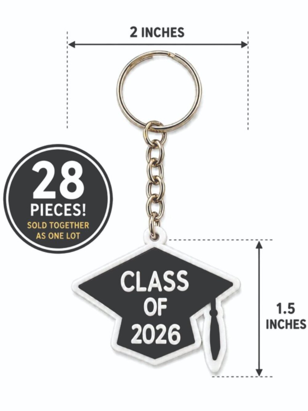 Class of 2026 Graduation Cap Keychains - Lot of 28